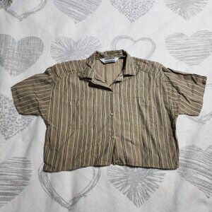 Vintage Stefano International Sportswear Cropped Striped Button Shirt Sz‎ S